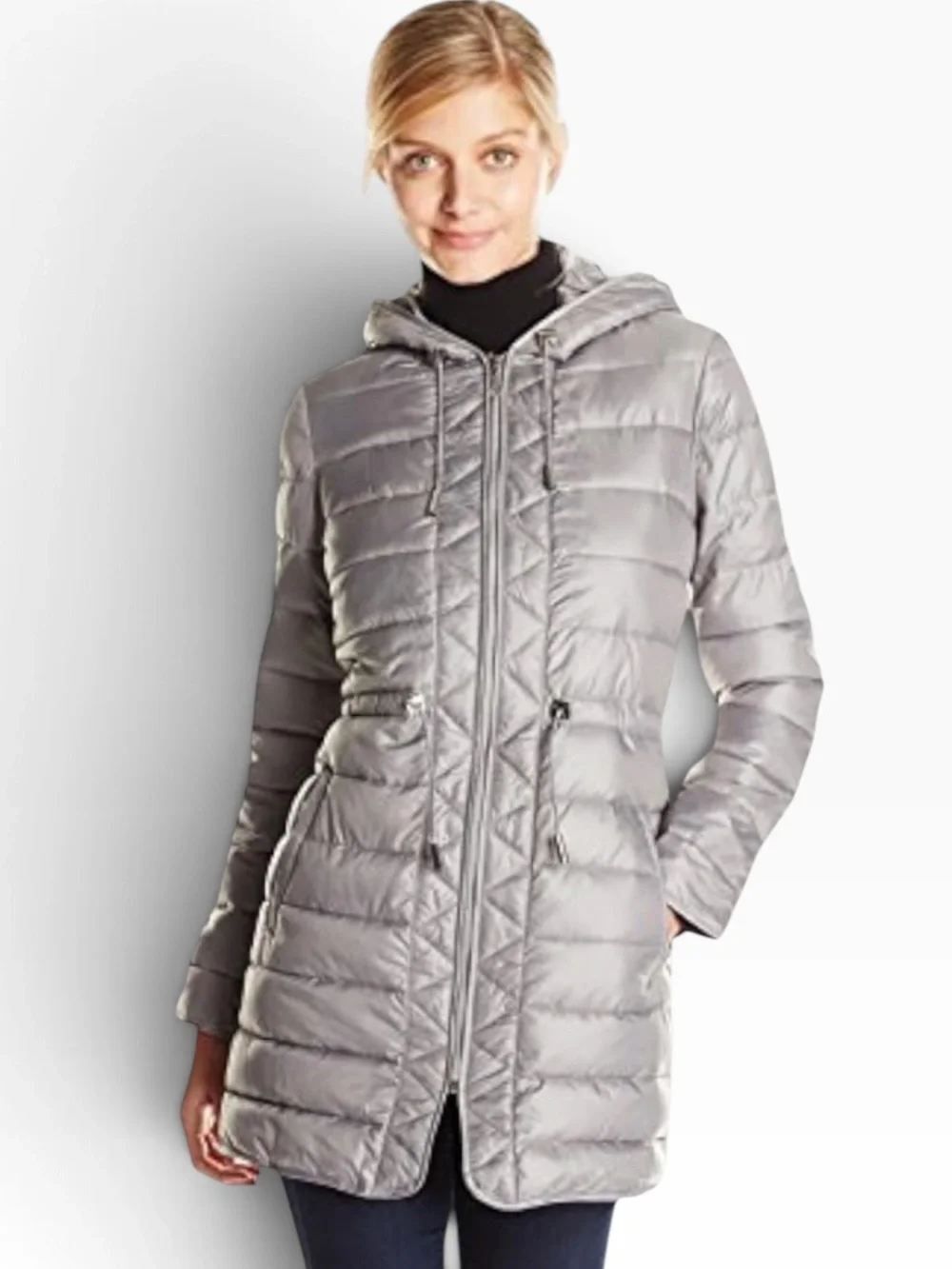 Kenneth Cole Quilted Anorak Jacket NWOT | Small Gray Hooded Lightweight Coat